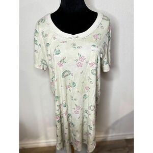 Karen Neuburger Grandma Womens VTG Nightgown Dress Pear Floral Print‎ Lace Trim
